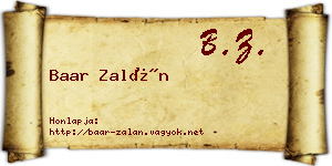 Baar Zalán névjegykártya